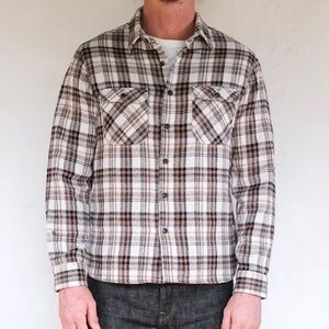 (NWT) Freenote Cloth Benson Flannel Shirt (White Plaid, size M)